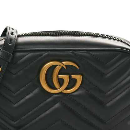 Gucci Calfskin Matelasse Small GG Marmont Chain Shoulder Bag Black 8 of 11