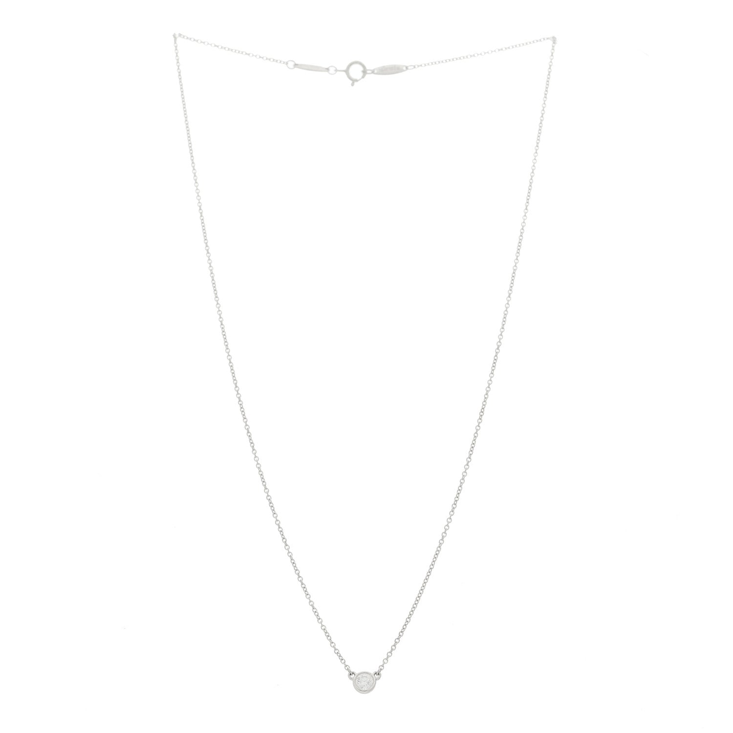 Tiffany Platinum Diamond .17ct Elsa Peretti Diamonds By The Yard Pendant Necklace 4 of 11