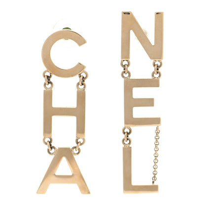 Chanel Metal Cha-Nel Logo Drop Earrings Gold 1 of 7