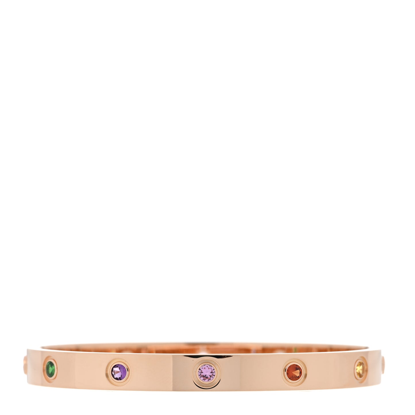 18K Pink Gold Sapphire Garnet Amethyst LOVE Bracelet 17
