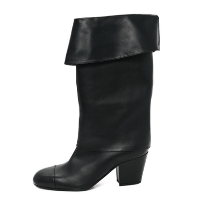 Chanel Calfskin CC Fold Over Boots 39 Black 1 of 9