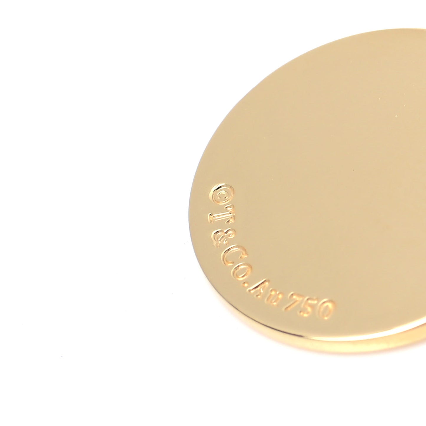 18K Yellow Gold Letter A Round Tag Pendant Necklace