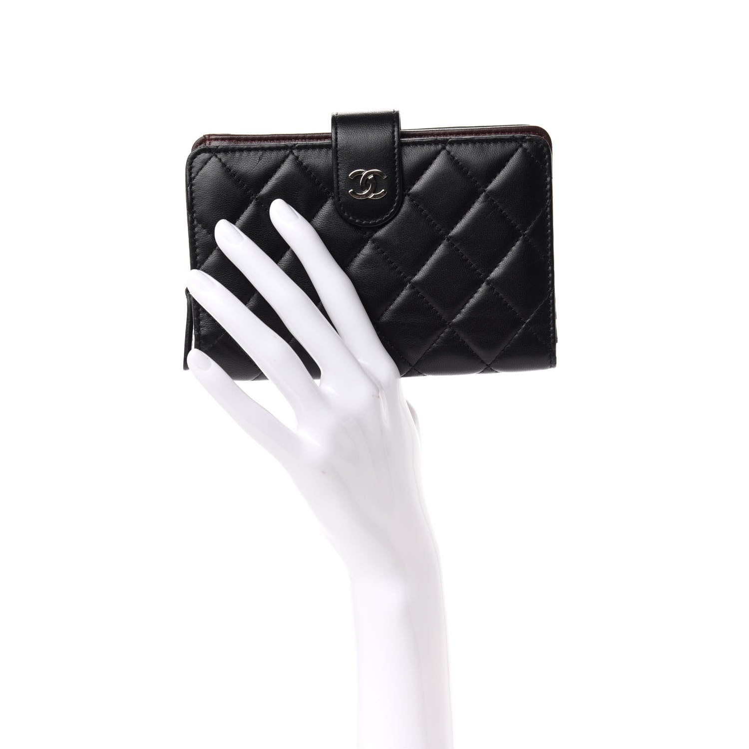 Chanel Lambskin Quilted Zipped Pocket Wallet Black 4 of 8