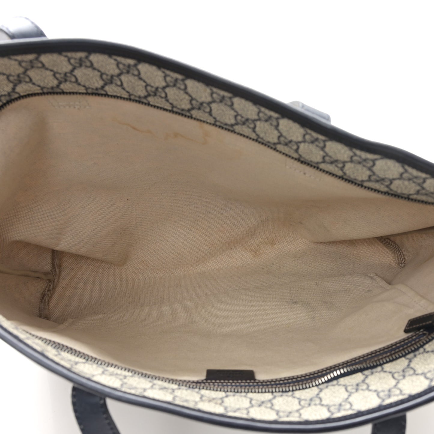 GG Supreme Monogram Medium Zippered Shopping Tote Navy