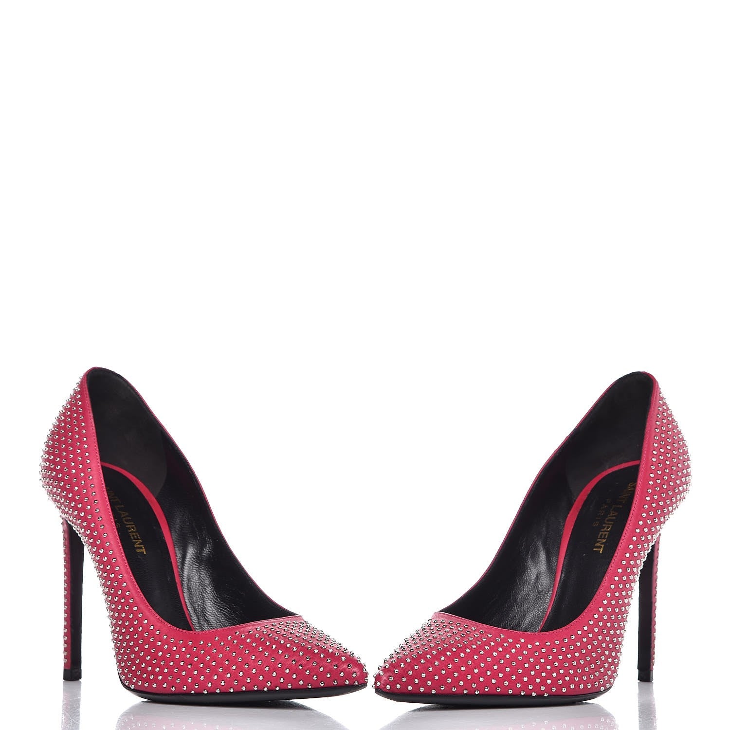 Saint Laurent Calfskin Micro Stud Paris 105 Pumps 38 Fuchsia 5 of 12