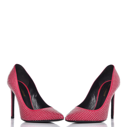 Saint Laurent Calfskin Micro Stud Paris 105 Pumps 38 Fuchsia 5 of 12