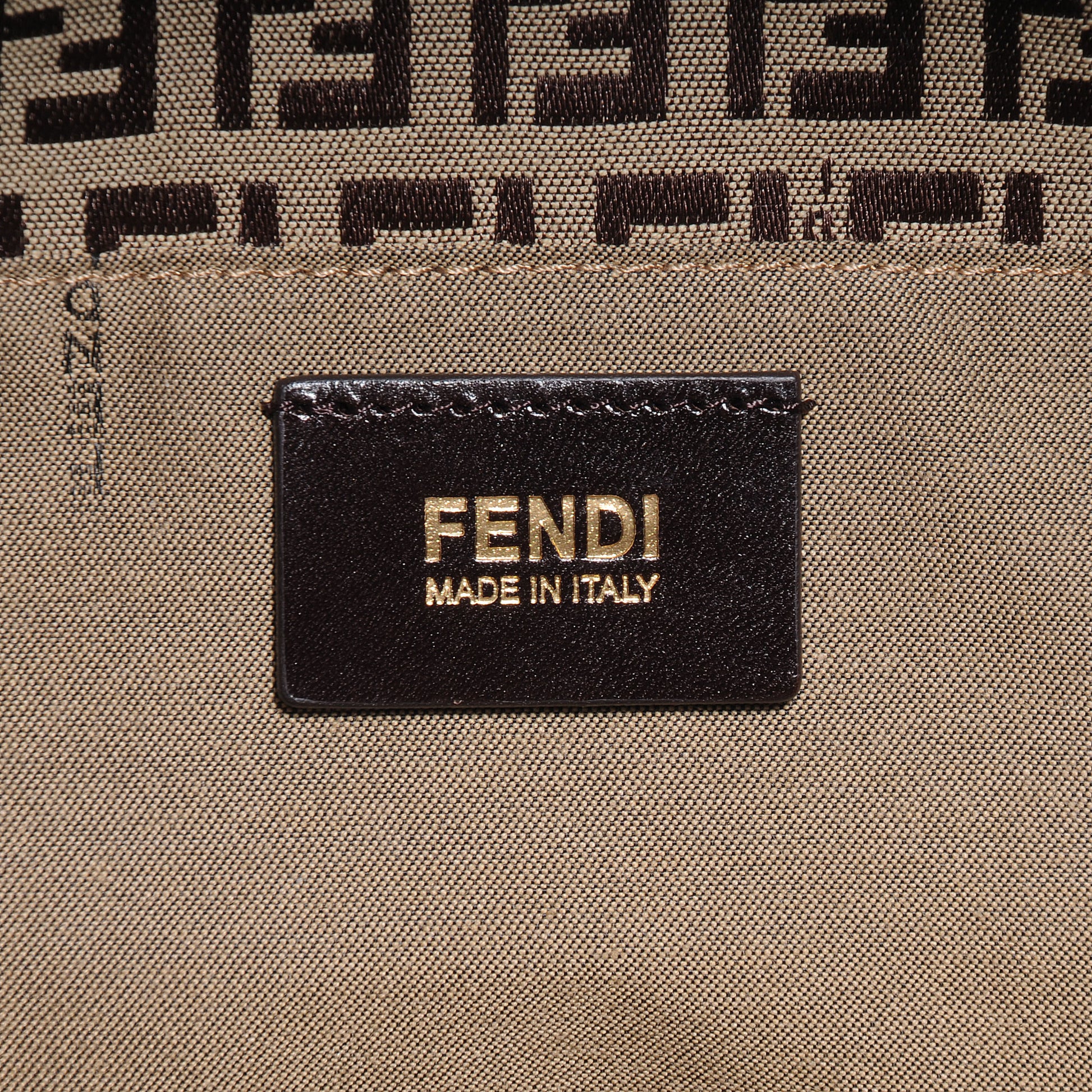 Fendi Zucchino Vitello Small Tote Mogano Panna Blue 6 of 9