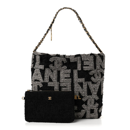 Chanel Wool Tweed Quilted Chanel 22 Grey Black 4 of 21