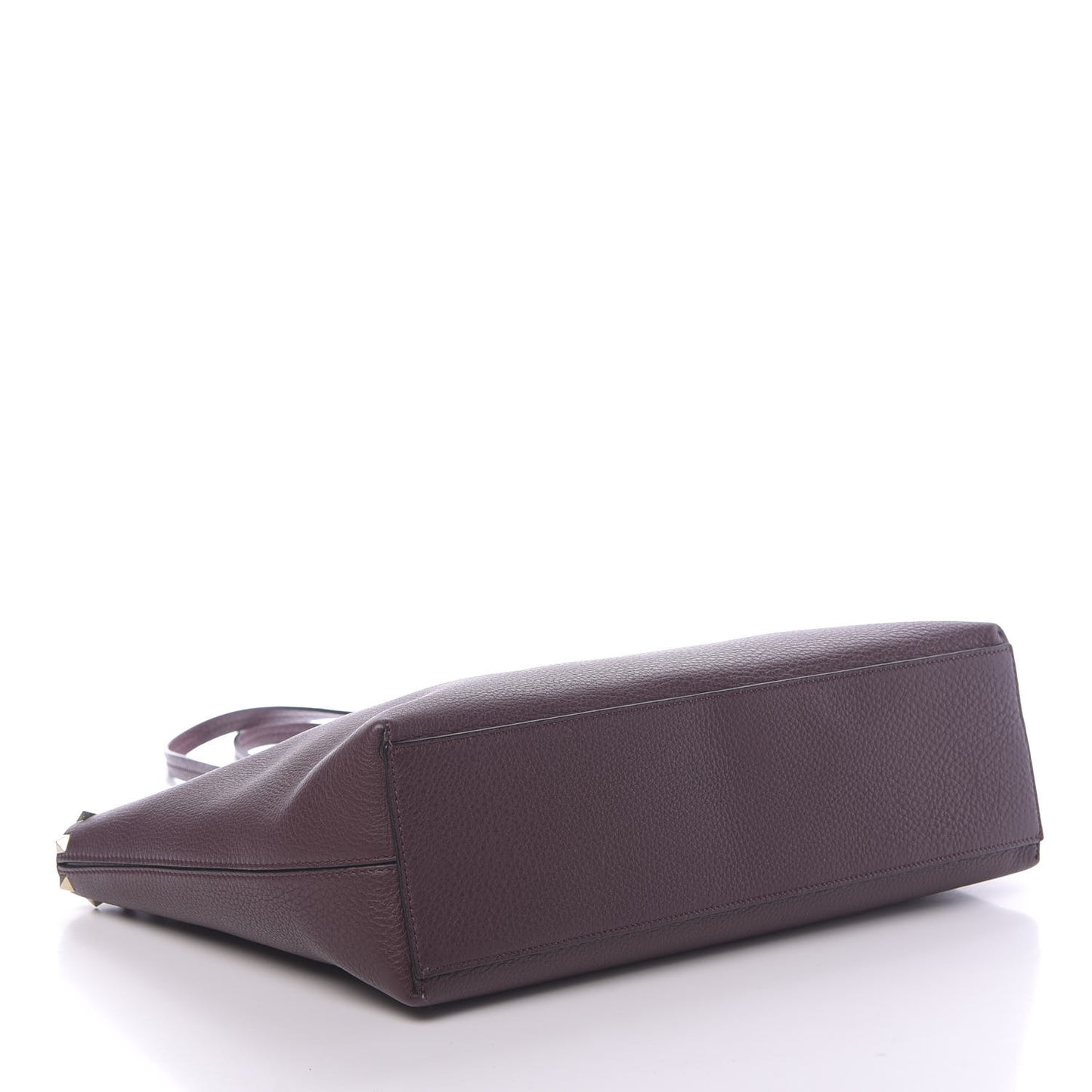 Grained Calfskin Small Rockstud Shoulder Tote Rubin