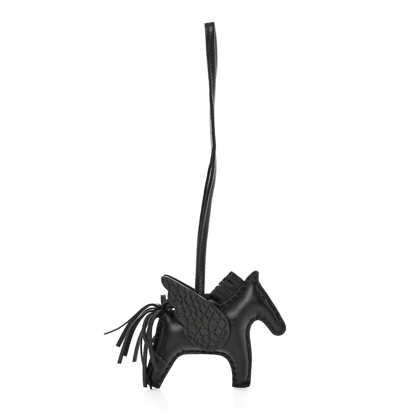 Milo Lambskin Matte Alligator Touch Grigri Rodeo Pegase Horse Bag Charm PM Black