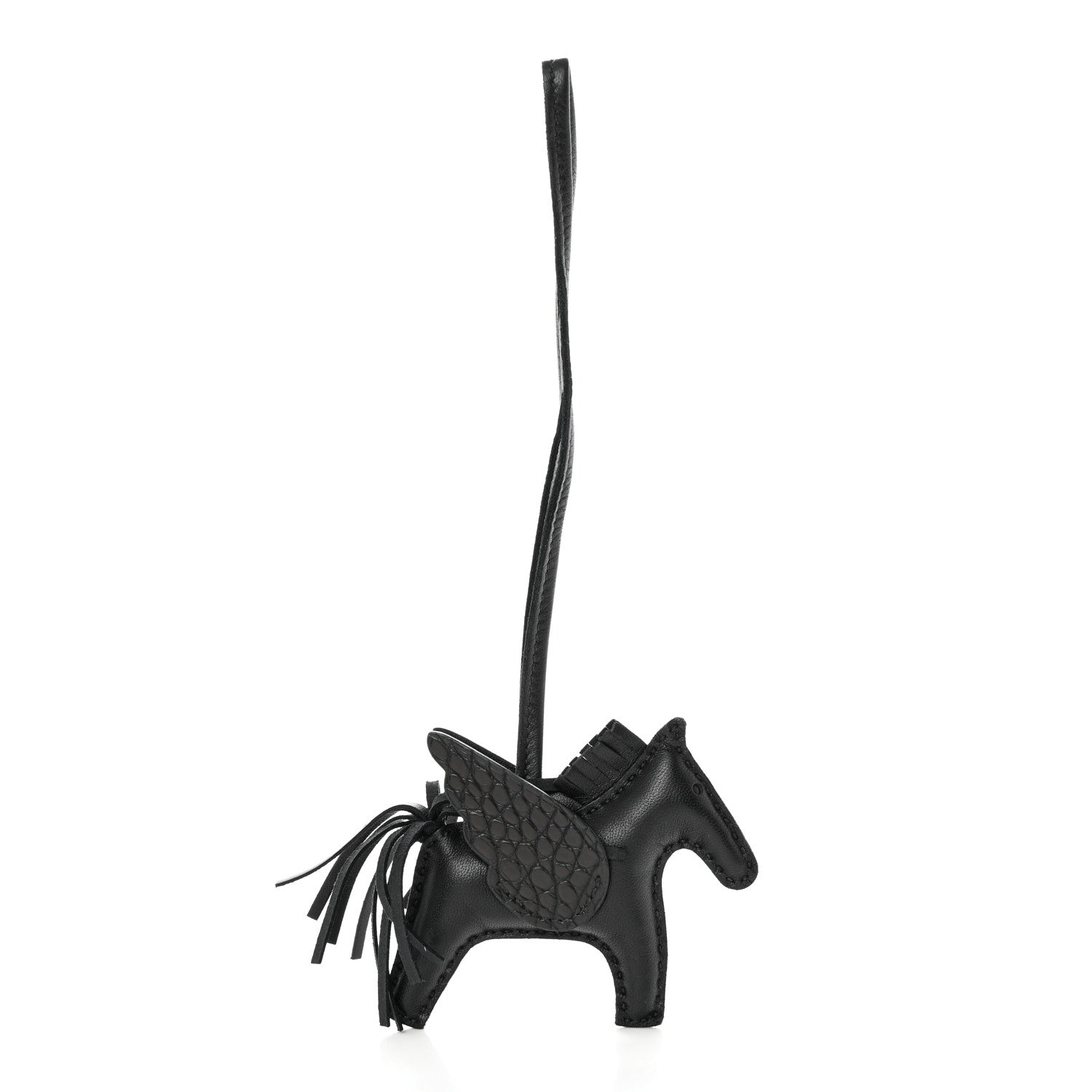 Hermes Milo Lambskin Matte Alligator Touch Grigri Rodeo Pegase Horse Bag Charm PM Black 2 of 5
