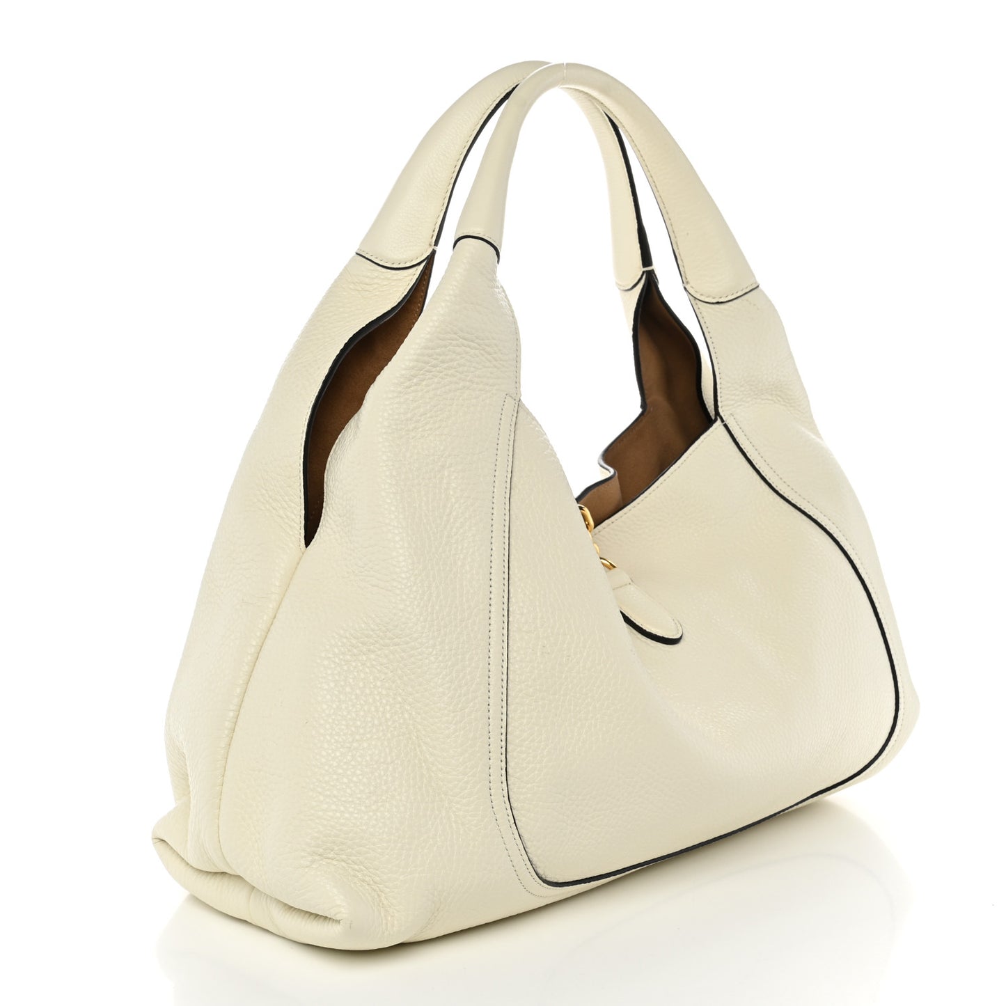 Grained Calfskin Softbit Maxi Shoulder Bag Dusty White