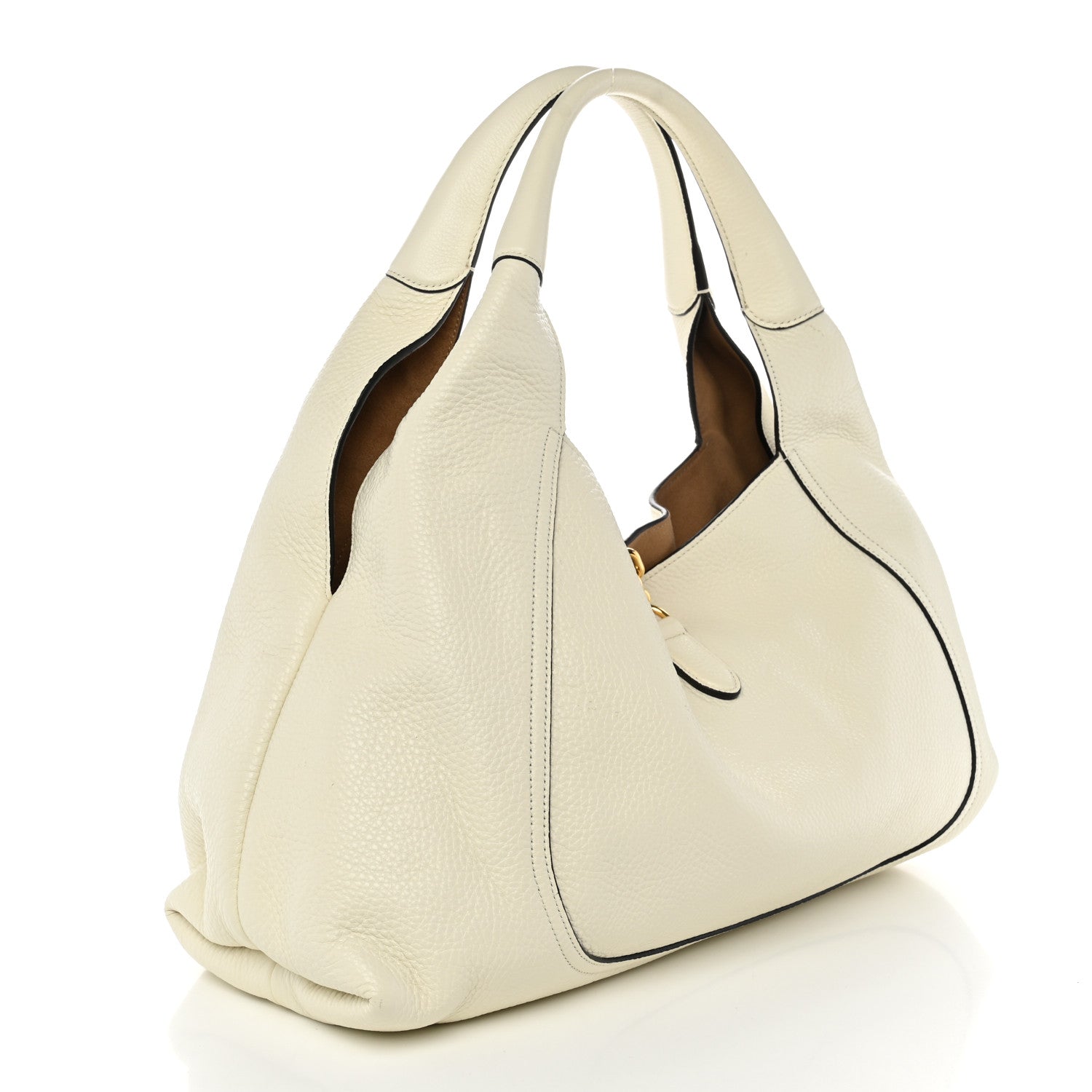 Gucci Grained Calfskin Softbit Maxi Shoulder Bag Dusty White 3 of 9