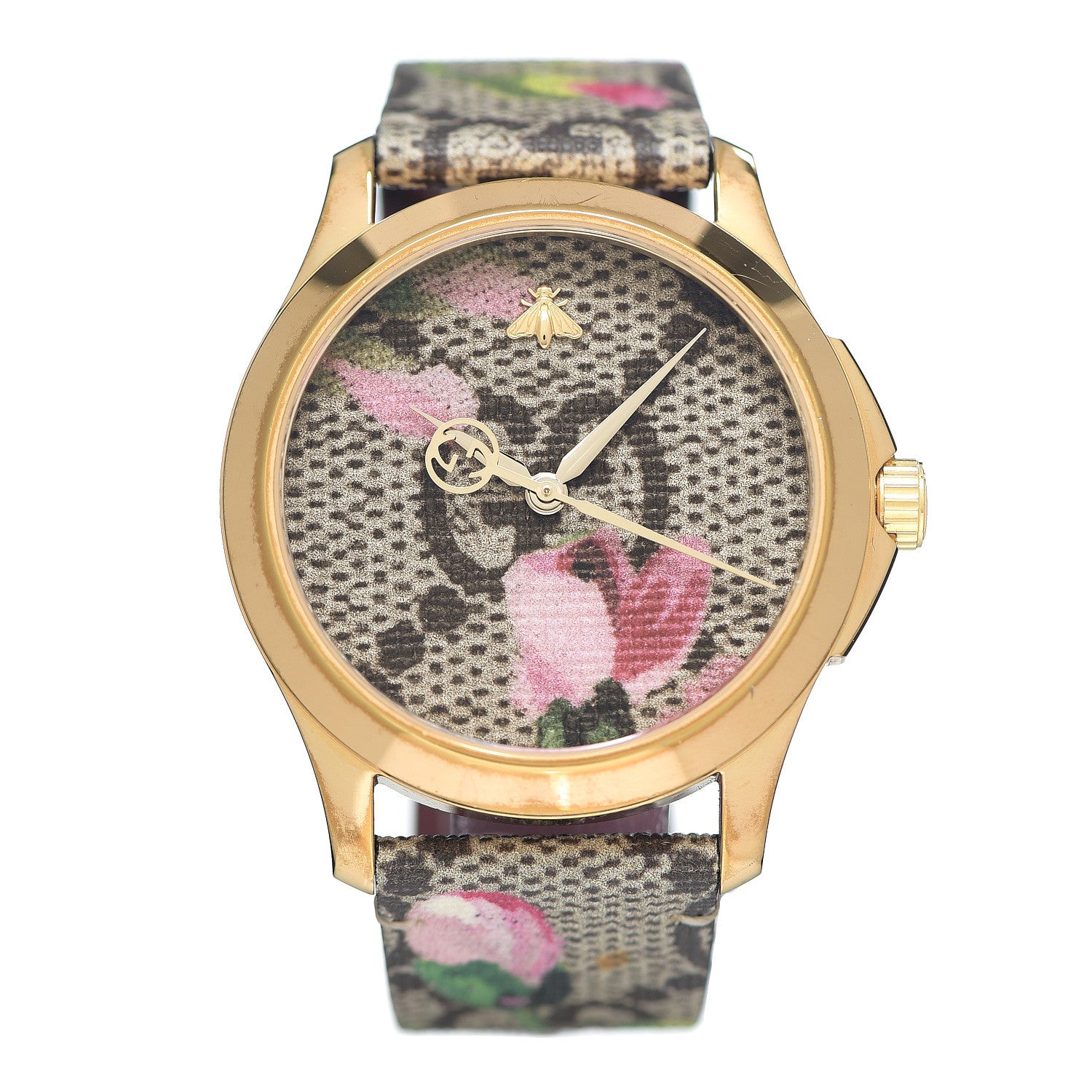 Gucci Stainless Steel Canvas 38mm G-Timeless Supreme GG Blooms Quartz Watch Brown 1 of 7