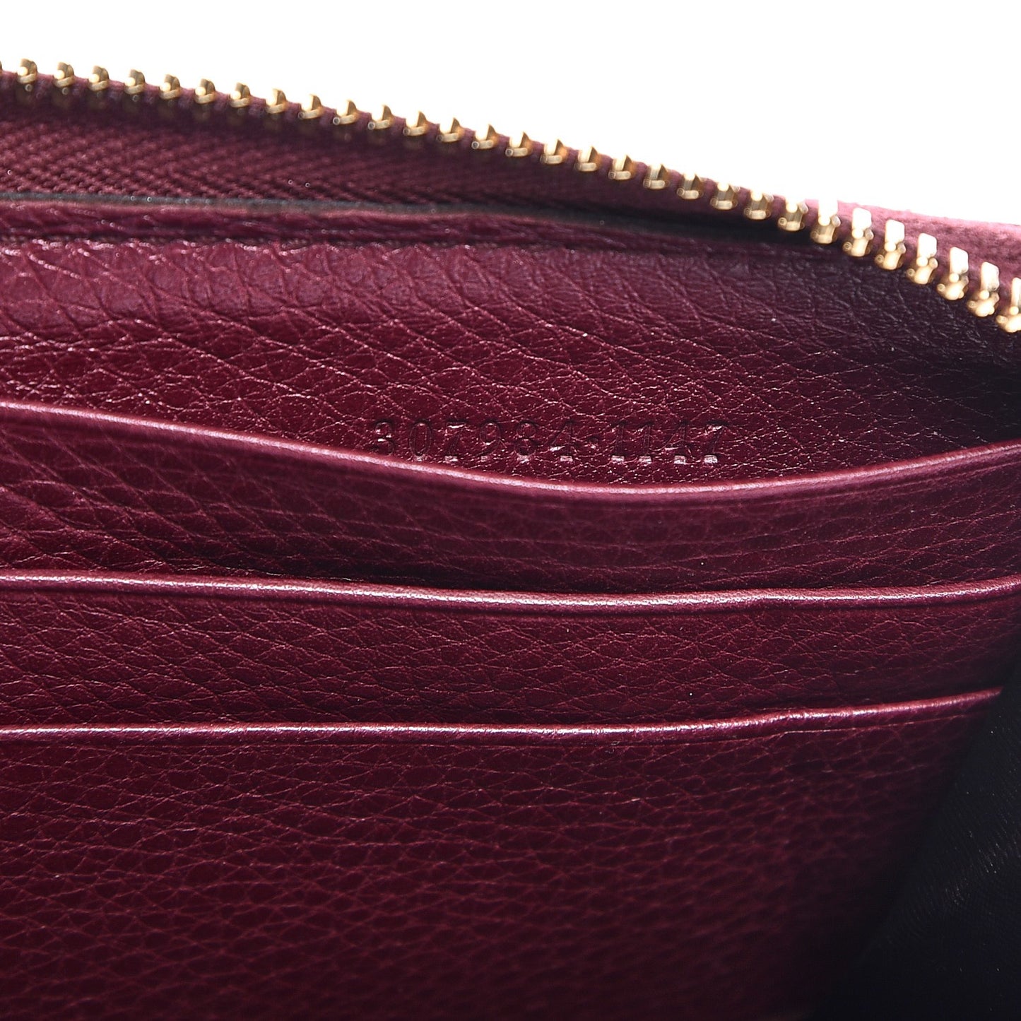 Pebbled Calfskin Bamboo Tassel Zip Around Wallet Burgundy