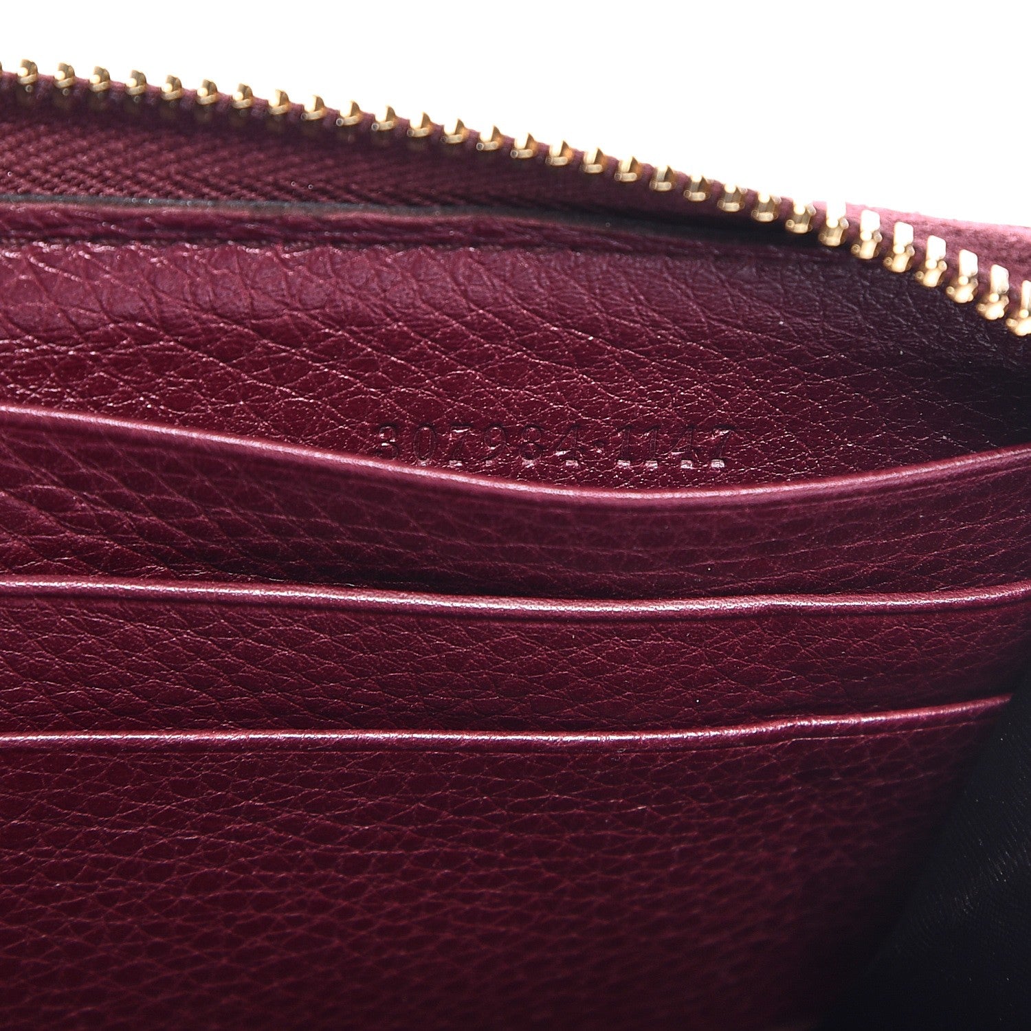 Gucci Pebbled Calfskin Bamboo Tassel Zip Around Wallet Burgundy 7 of 8