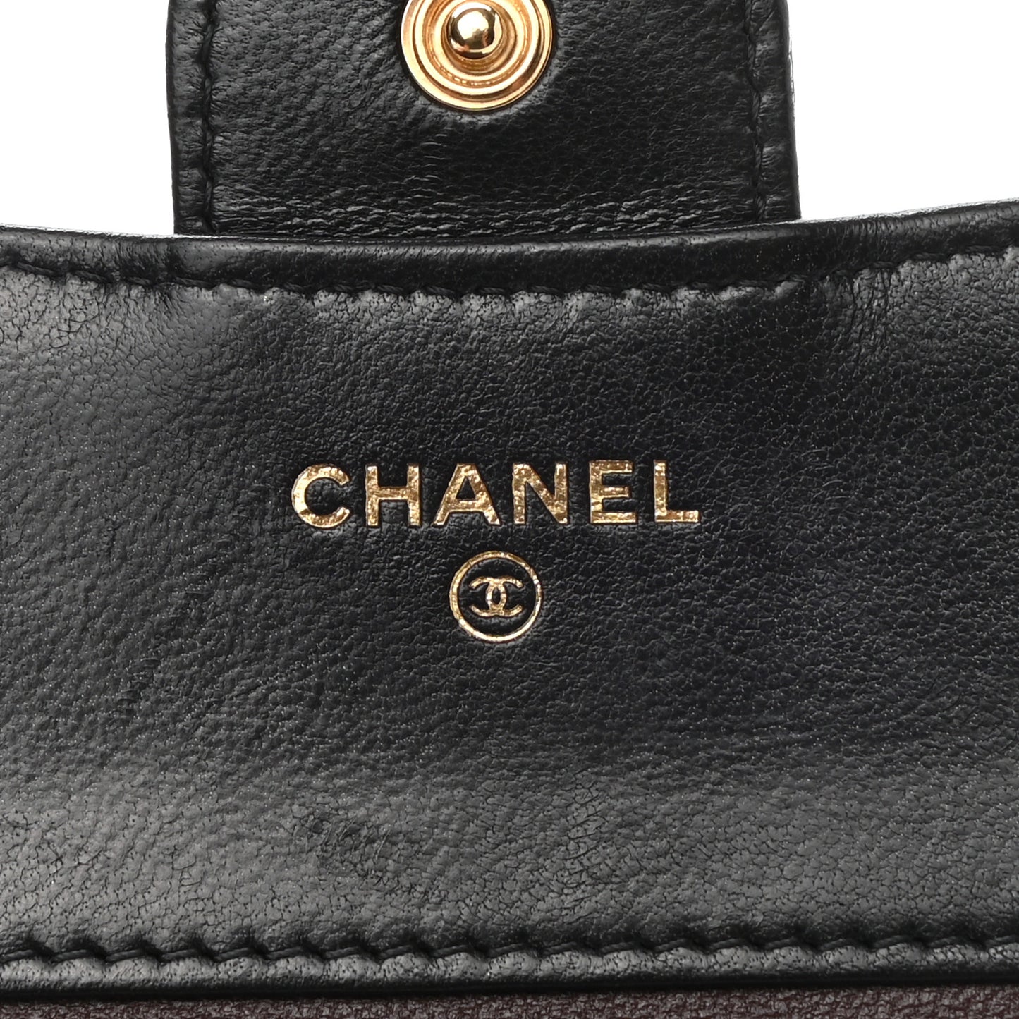 Lambskin Quilted Compact Flap Wallet Black