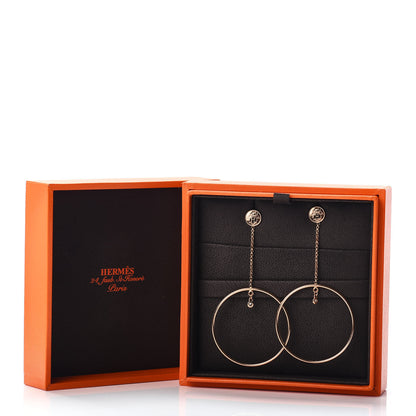Hermes 18K Rose Gold Diamond Ex-Libris Earrings 5 of 5