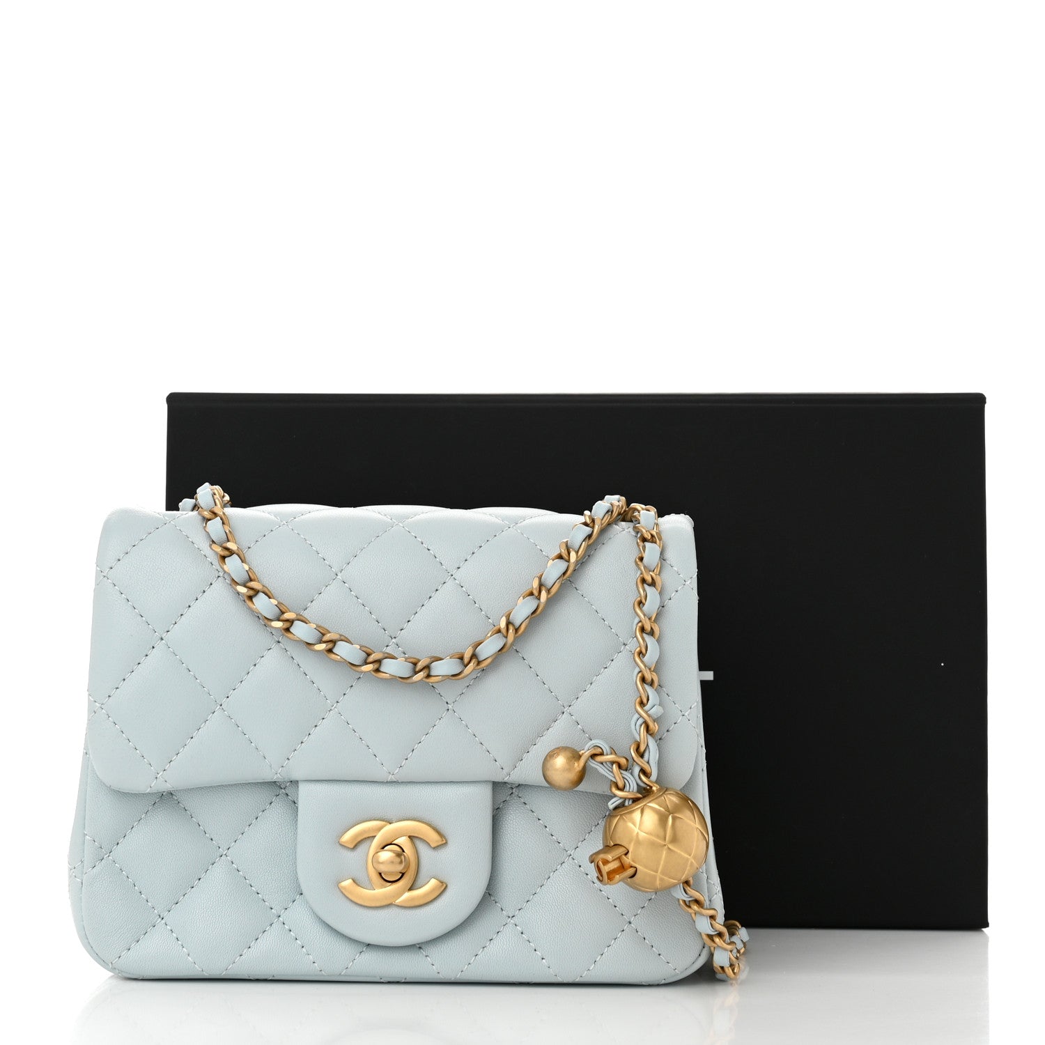 Chanel Lambskin Quilted Mini Pearl Crush Flap Light Blue 11 of 11