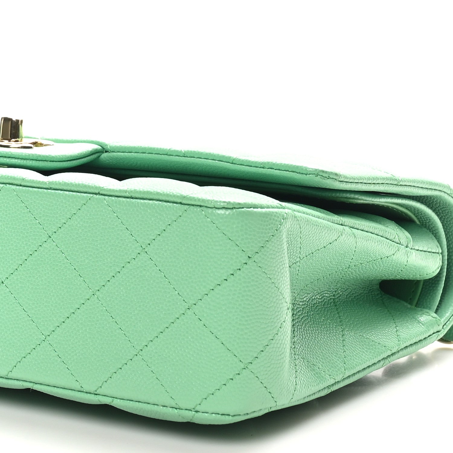 Chanel Caviar Quilted Medium Double Flap Green 10 of 11