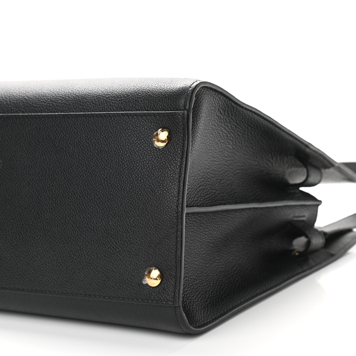 Grainy Calfskin Medium Title Bag Black