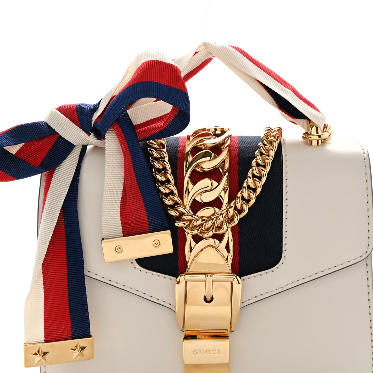 Calfskin Mini Sylvie Chain Shoulder Bag White