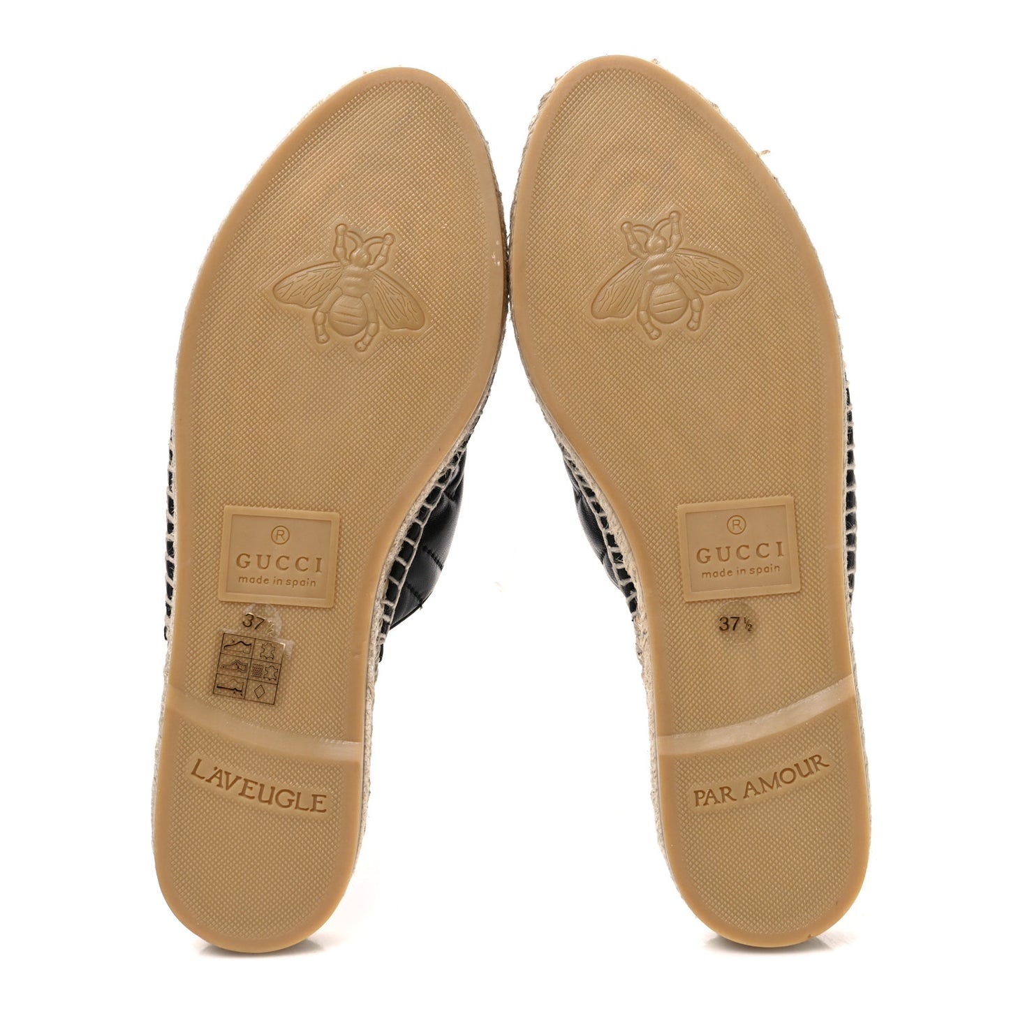 Nappa Matelasse GG Marmont Espadrille Slippers 37.5 Black