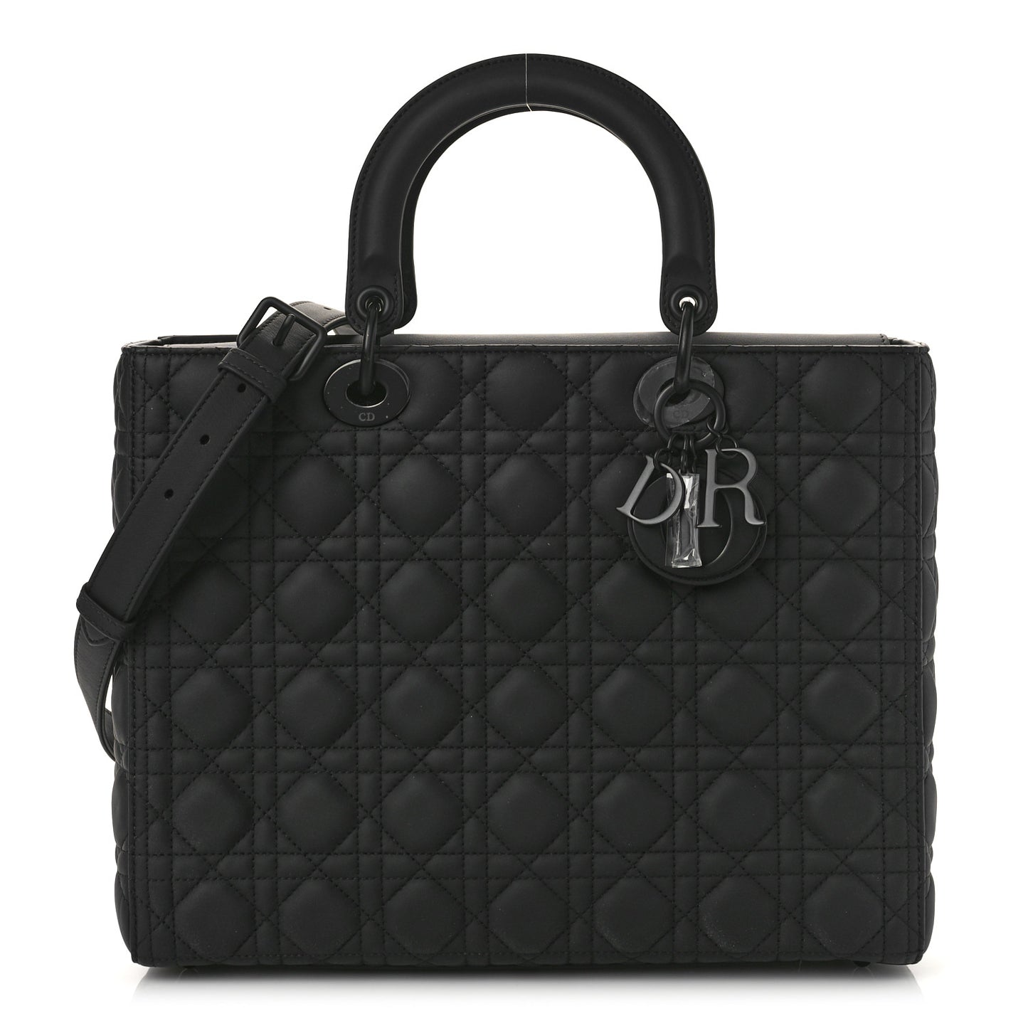 Ultra Matte Calfskin Cannage Large Lady Dior Black