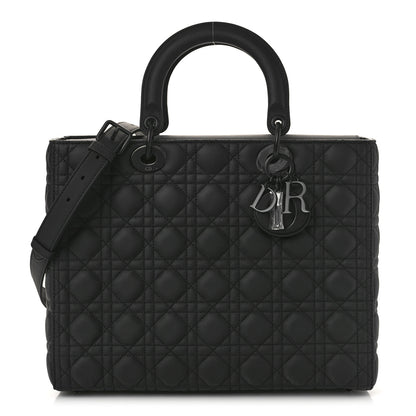 Christian Dior Ultra Matte Calfskin Cannage Large Lady Dior Black 1 of 7