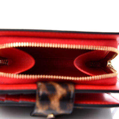 Christian Louboutin Patent Spiked Mini Paloma Wallet Leopard Black 5 of 10