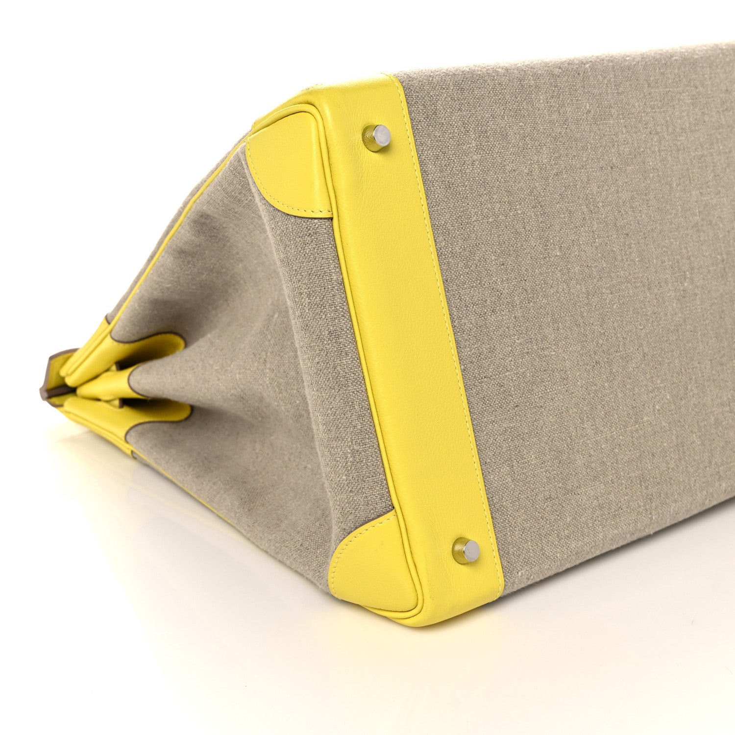 Hermes Toile De Camp Evercolor HAC Birkin 40 Ficelle Lime 7 of 11