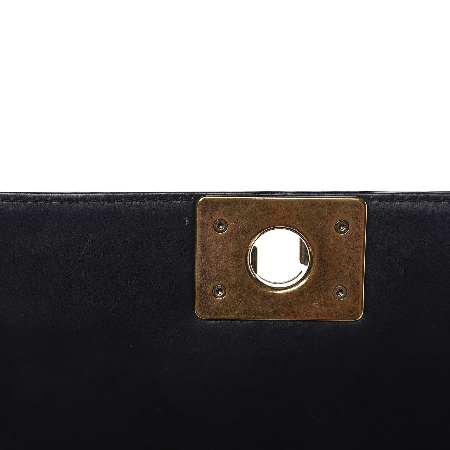 Glazed Calfskin Medium Boy Flap Black