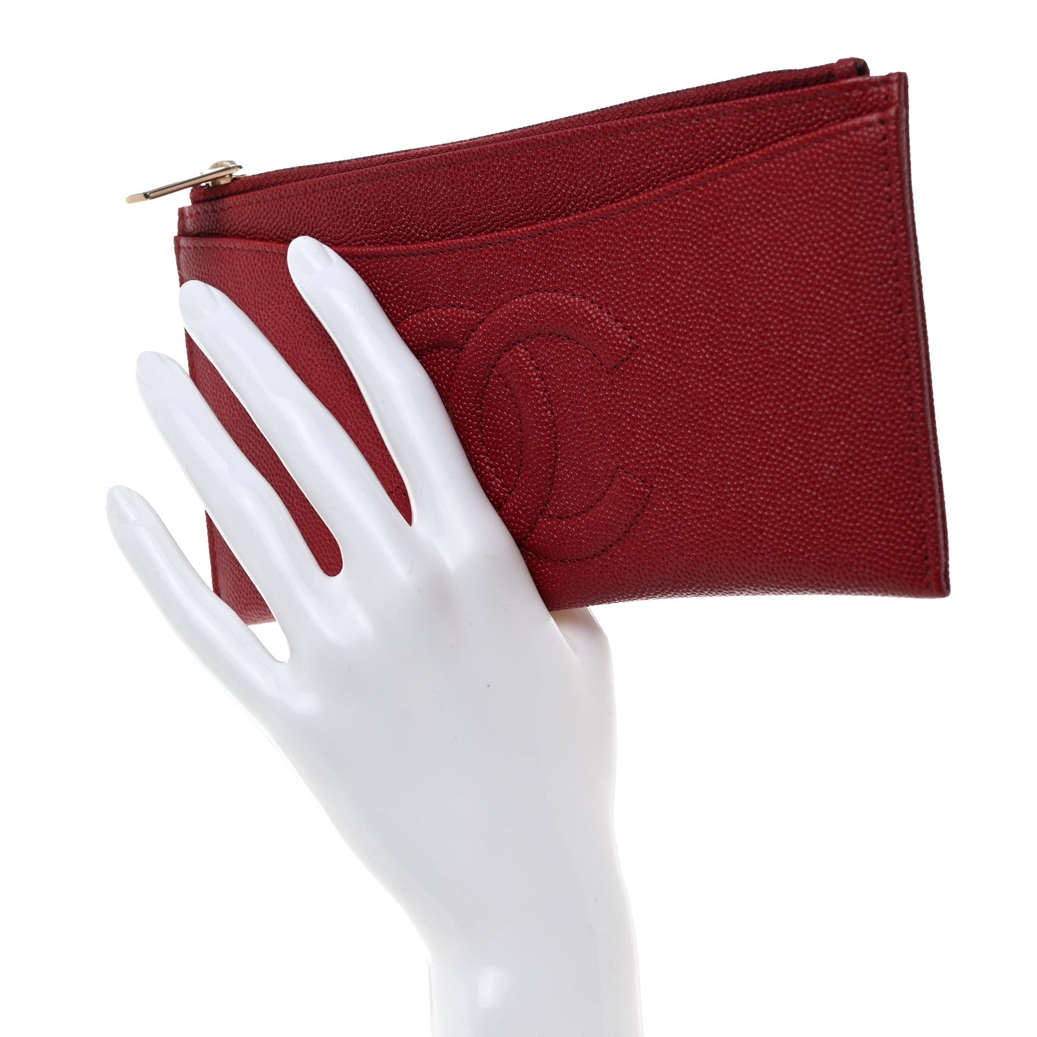 Chanel Caviar Timeless CC Zip Slim Purse Wallet Red 2 of 7