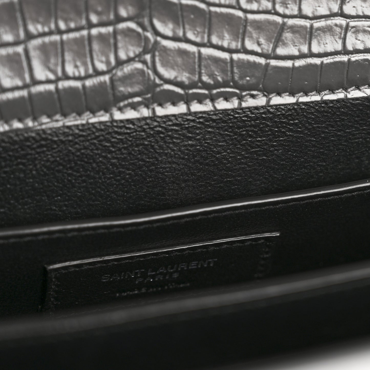 Calfskin Crocodile Embossed Medium Classic Monogram Cassandra Top Handle Fog