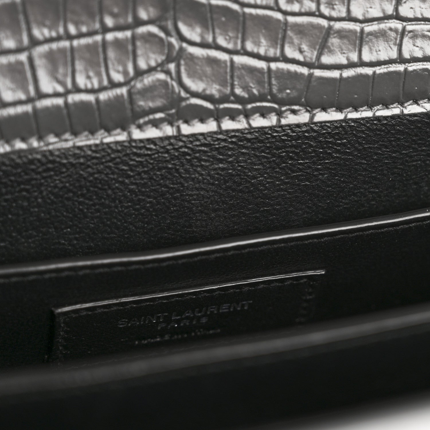 Saint Laurent Calfskin Crocodile Embossed Medium Classic Monogram Cassandra Top Handle Fog 12 of 16
