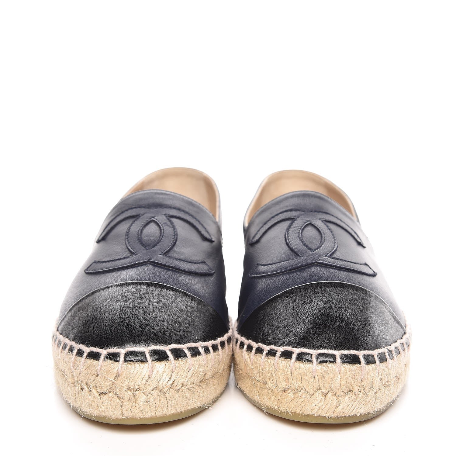 Chanel Lambskin CC Espadrilles 37 Navy Black 2 of 11