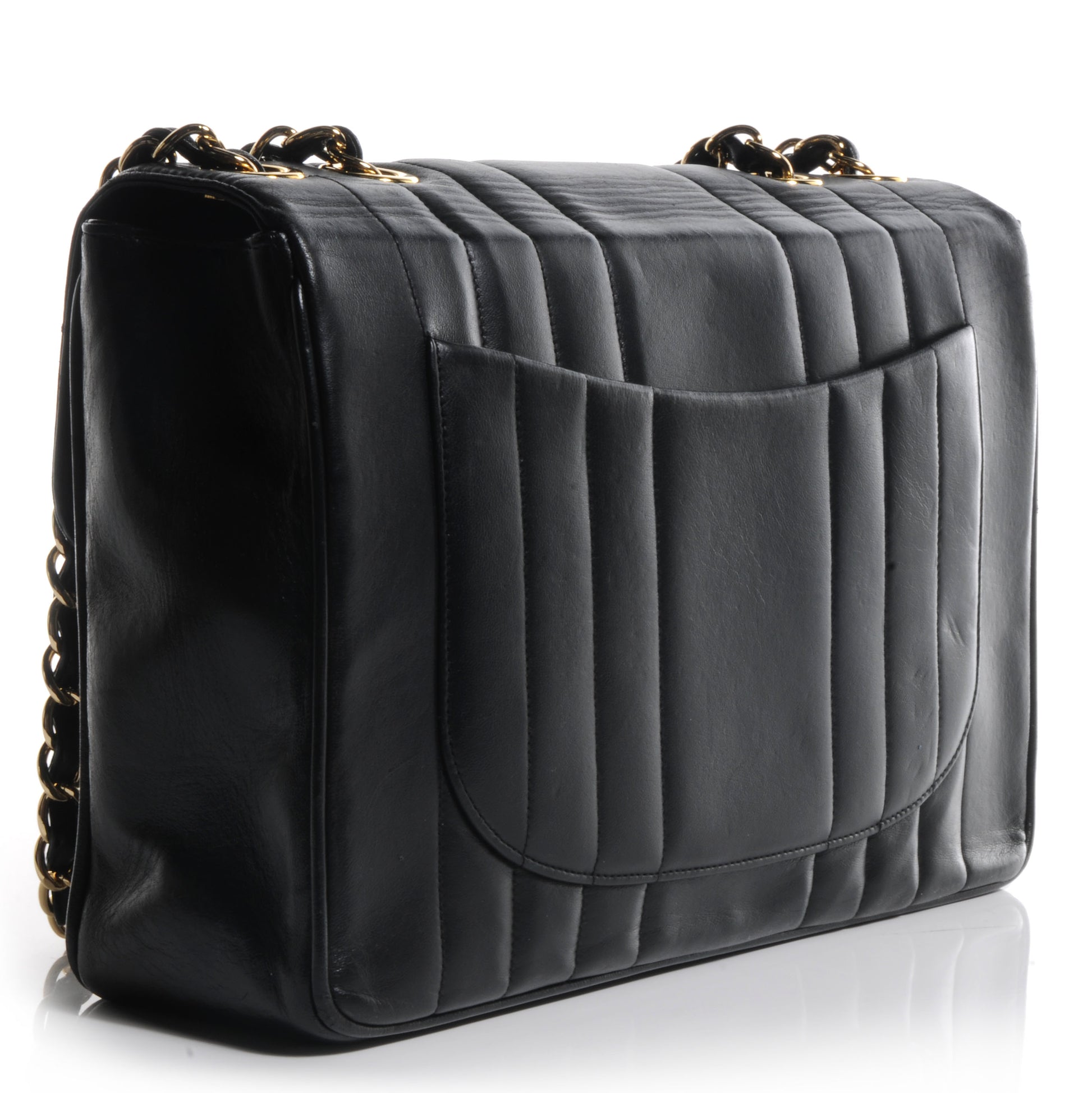 Chanel Lambskin Vertical Quilt Jumbo Flap Black 3 of 10