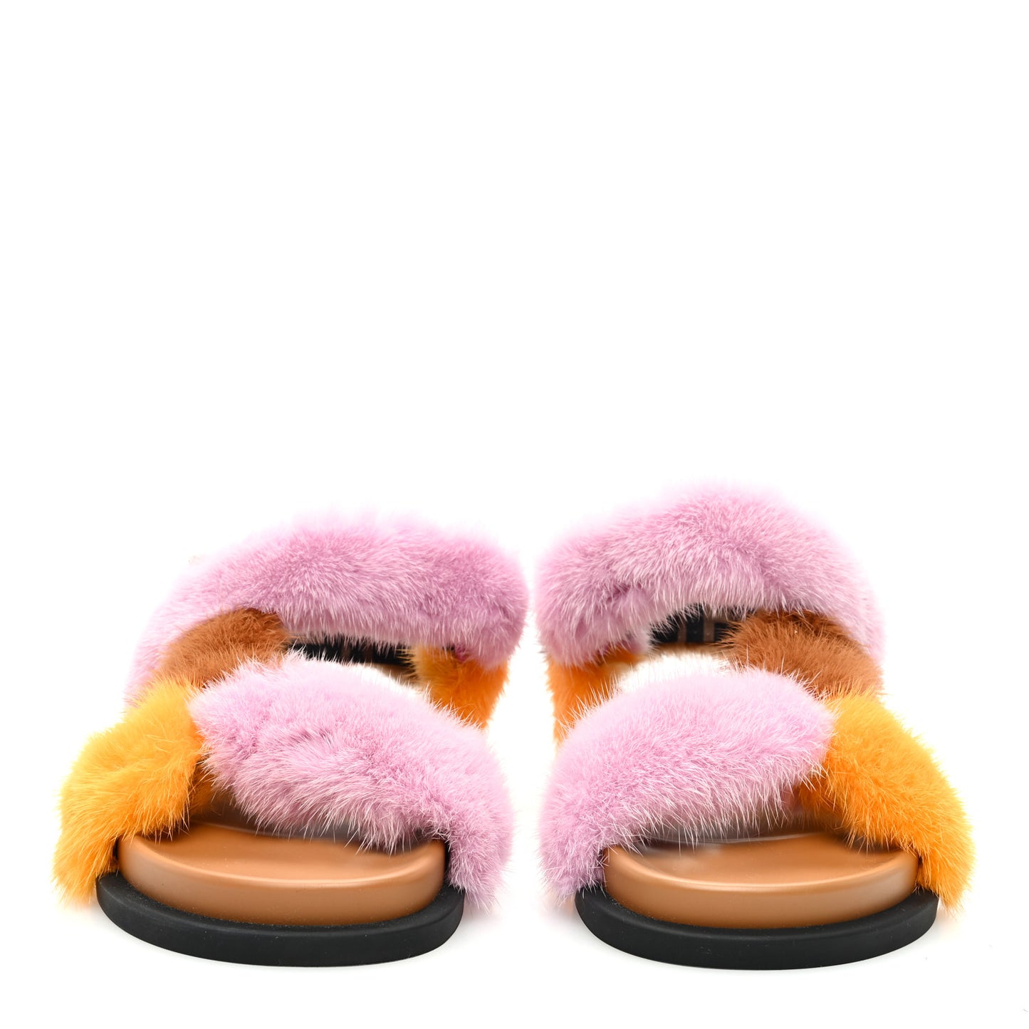 Mink Fur FF Feel Sandals 35 Tobacco Multicolor