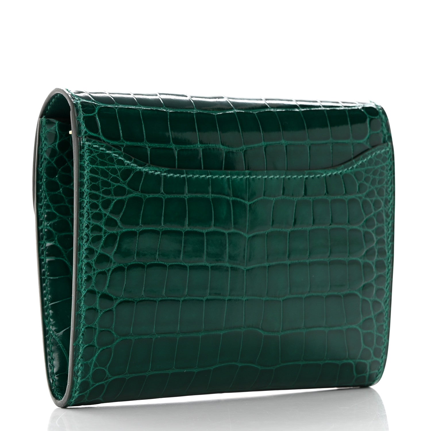 Hermes Shiny Alligator Constance Short Wallet Vert Emeraude 3 of 9
