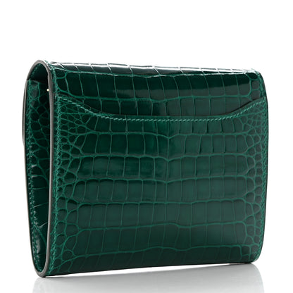 Hermes Shiny Alligator Constance Short Wallet Vert Emeraude 3 of 9