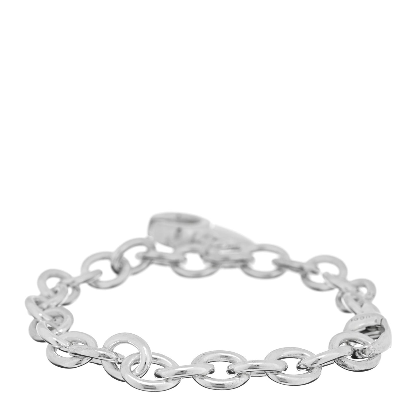 Sterling Silver G Heart Charm Link Bracelet