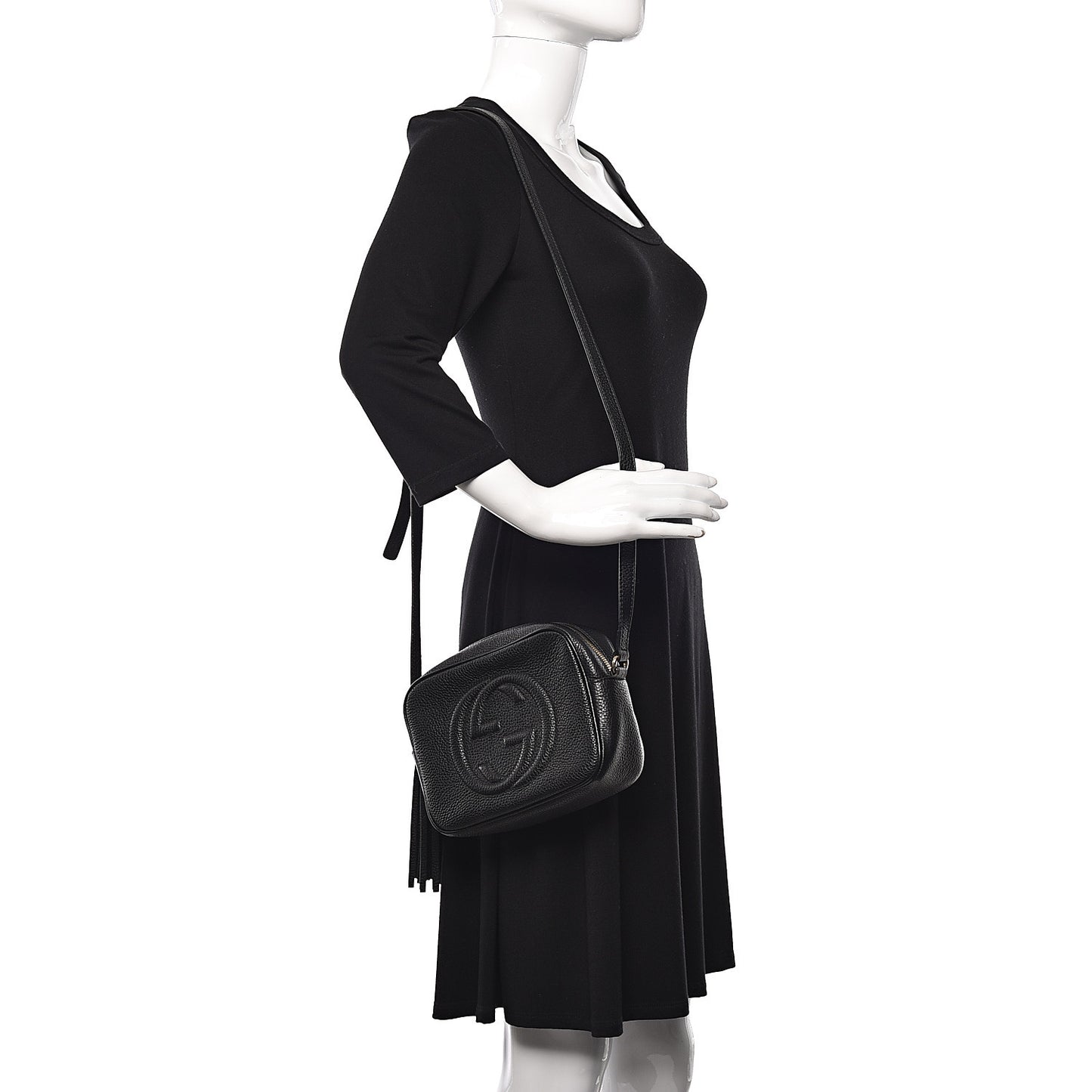 Pebbled Calfskin Small Soho Disco Bag Black