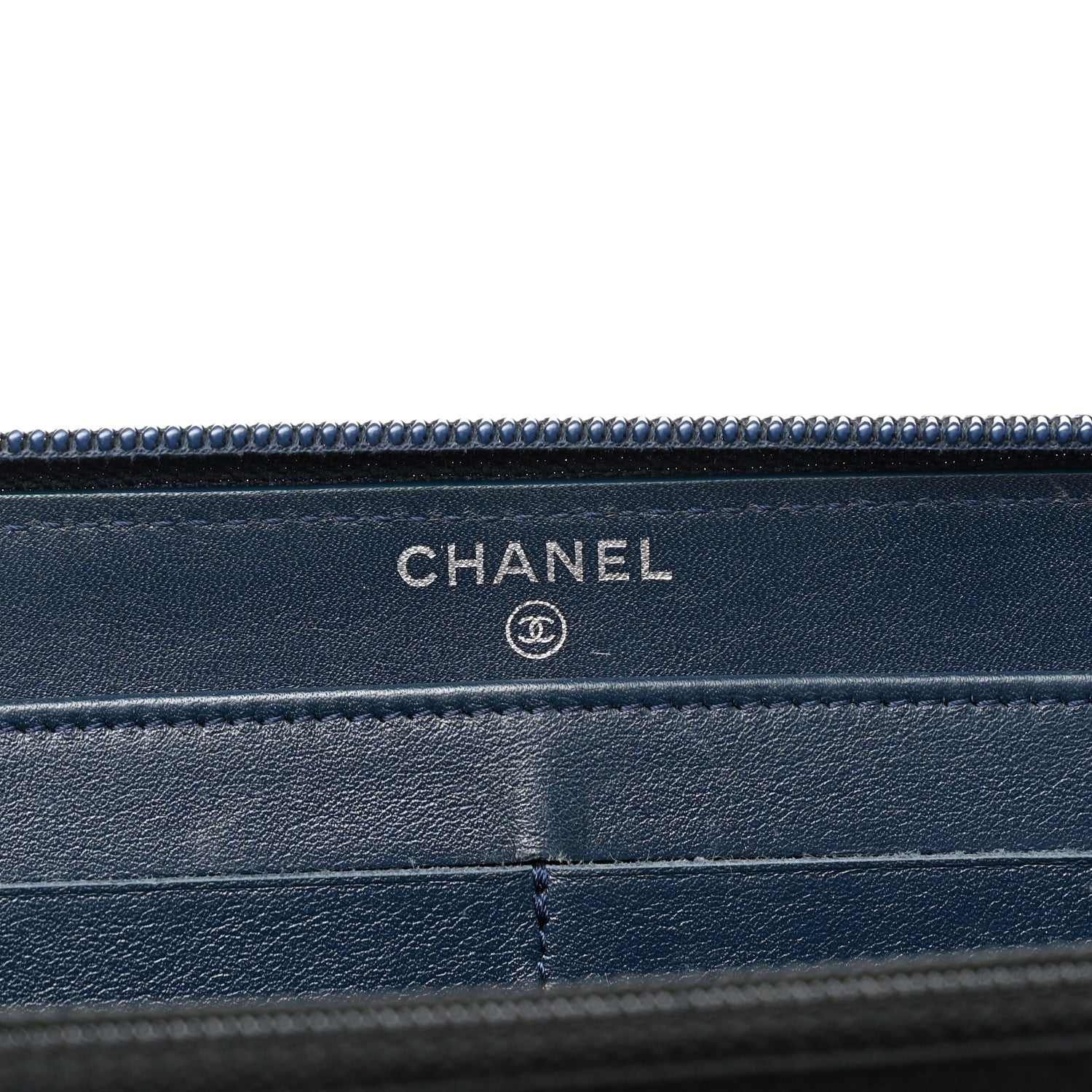 Chanel Caviar Large CC Timeless Zip Around Wallet Blue 6 of 11