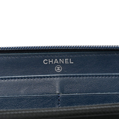 Chanel Caviar Large CC Timeless Zip Around Wallet Blue 6 of 11