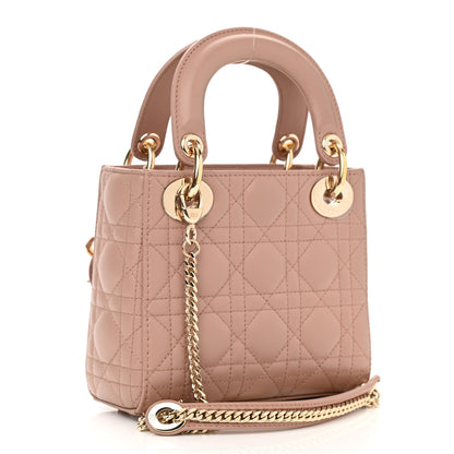 Christian Dior Lambskin Cannage Mini Lady Dior Rose De Vents 3 of 10