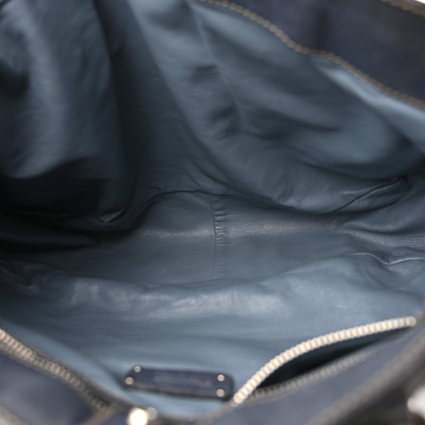 Vitello Soft Shopping Satchel Denim