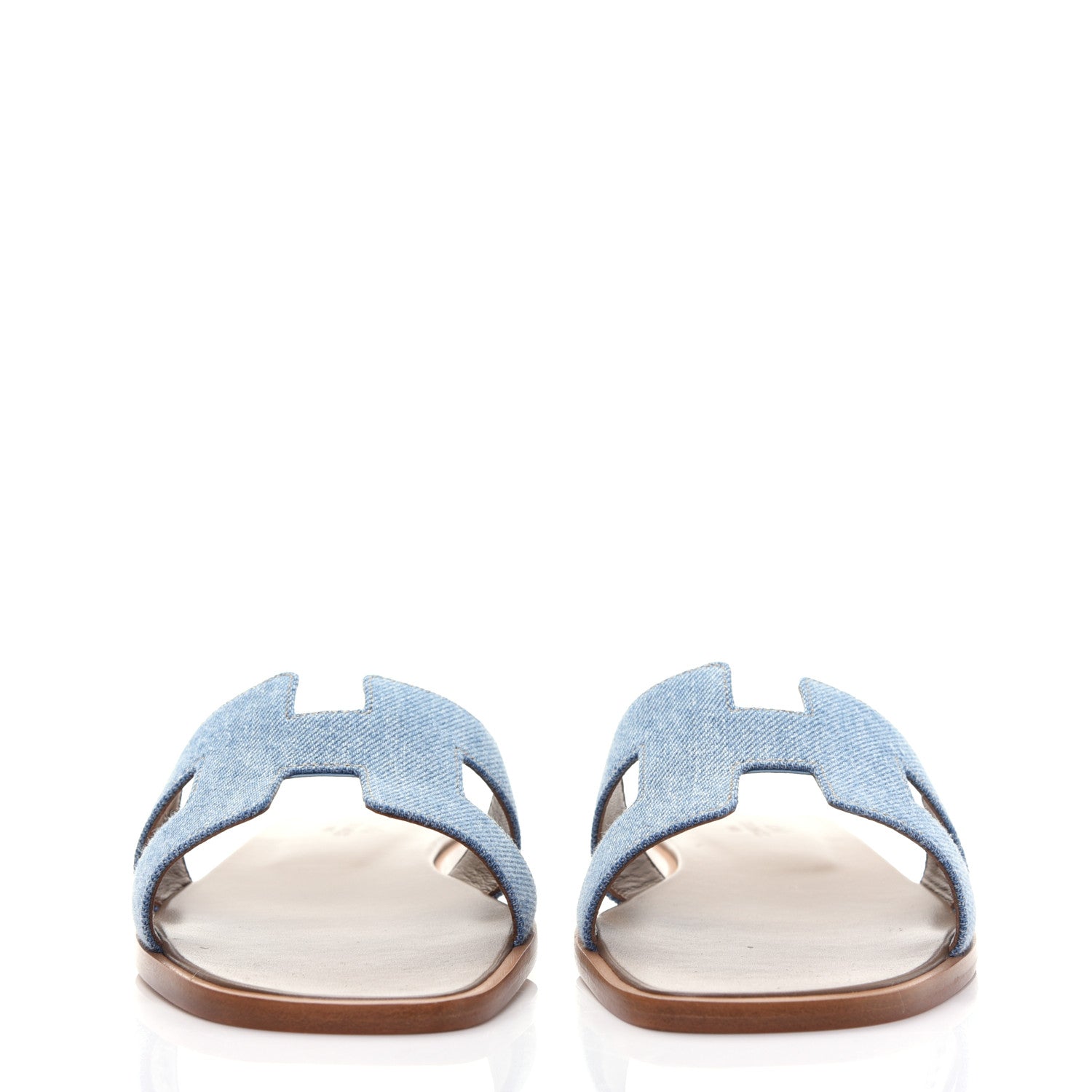 Hermes Denim Canvas Oran Sandals 38 Bleu Clair 2 of 10