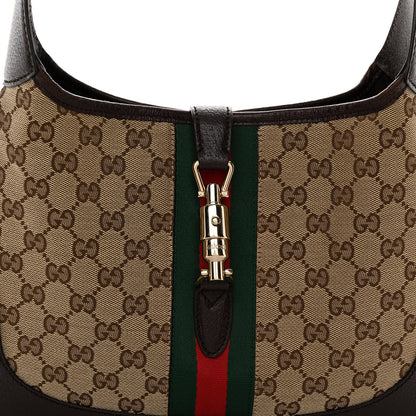 Gucci GG Supreme Monogram Azalea Calfskin Web Medium Jackie 1961 Hobo Beige Ebony Brown Sugar 8 of 11
