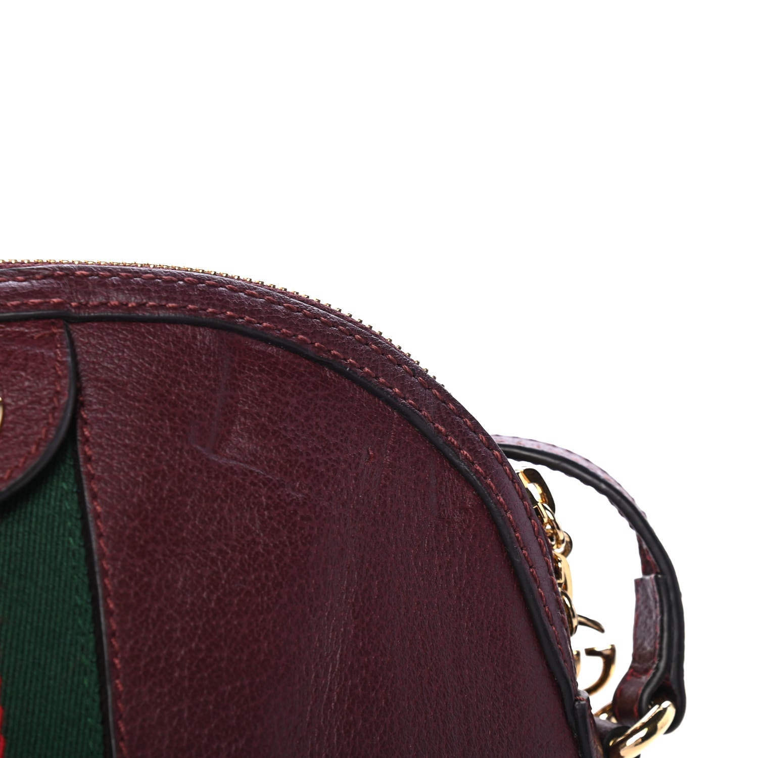 Gucci Textured Calfskin Web Small Ophidia Dome Shoulder Bag Vintage Bordeaux 5 of 7