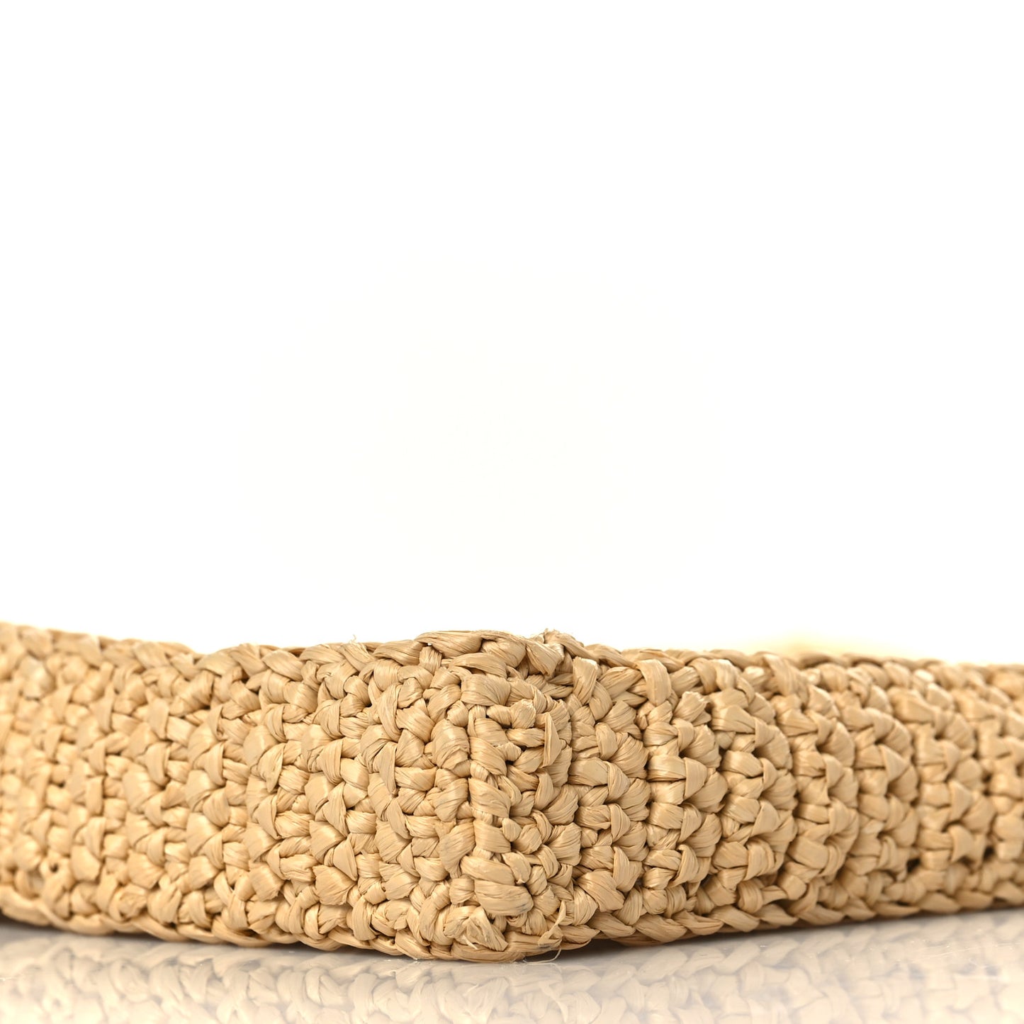 Yarn Raffia Effect Crochet Logo Embroidered Tote Bag Naturale
